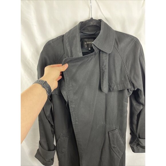 Aritzia Babaton Lawson Lyocell Open Front Ruffle Trench Womens Size XXS - Picture 9 of 15